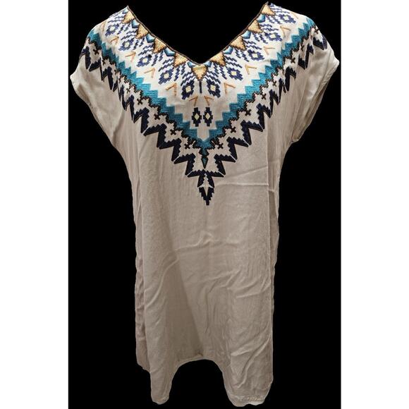 Judith March A-line Shift Dress Aztec Embroidery and Back‎ Cutouts Womens Large - Picture 1 of 5